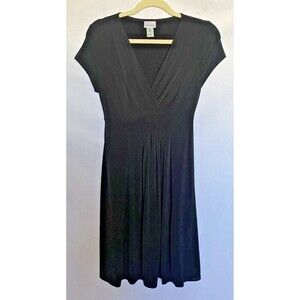 Motherhood Maternity Womens Dress Size Medium Black Short Sleeve V-Neck